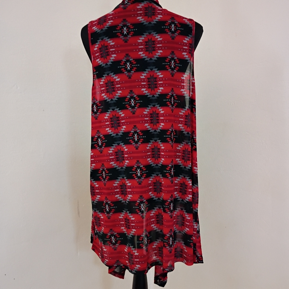 Crazy Train Red and Black Geometric Shawl - Picture 2 of 5